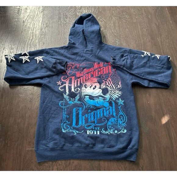 Disney Parks Navy Mickey Mouse Zip Up Hoodie Sweatshirt Unisex - Picture 1 of 2